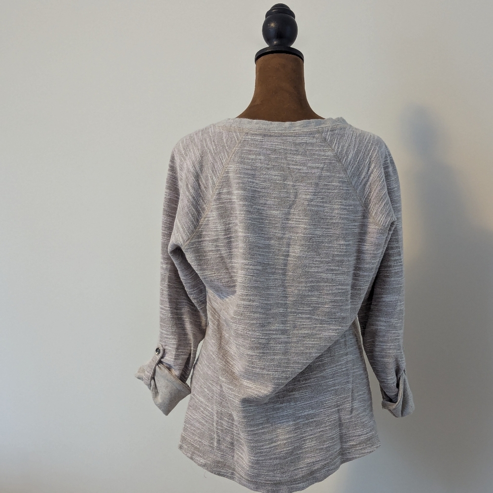 L.L.BEAN Weave Pattern ROLL TAB BUTTON SLEEVES Pullover TOP/Size S - Picture 3 of 7